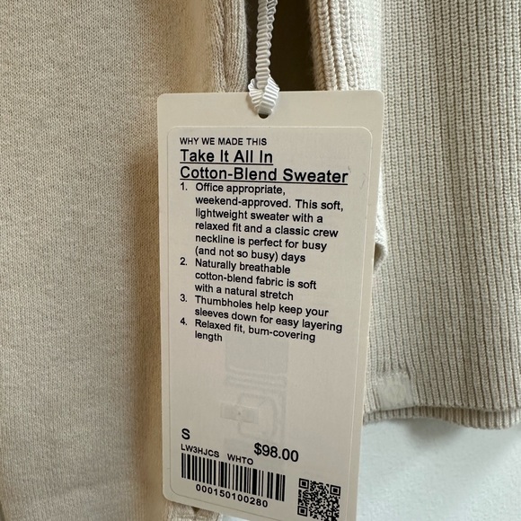 LuluLemon Take It All In Cotton-Blend Sweater in White Opal - Picture 6 of 10